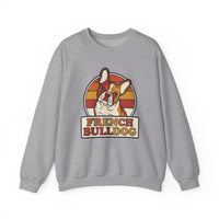 French Bulldog Retro Sunset Sweatshirt - Heavy Blend Classic Fit Crewneck - Unisex White