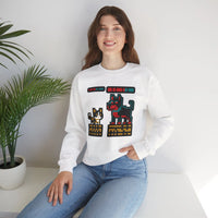 8-Bit Pixel Gaming Cats Boss Fight Sweatshirt - Heavyweight Cotton Blend Crewneck - Unisex Ash