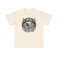 Rocker Cat Skull Throne Graphic T-Shirt - Heavy Cotton Classic Fit Tee - Unisex White