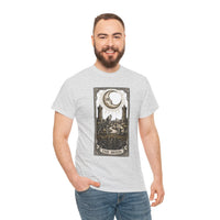 Moonlight Wolves Tarot Graphic T-Shirt - Heavy Cotton Classic Fit Crewneck - Unisex White