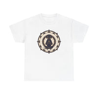 Meditating Dog Sacred Geometry T-Shirt - Heavy Cotton Classic Fit Tee - Unisex White