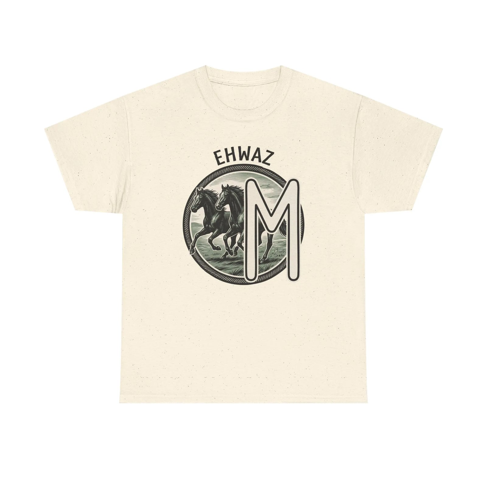 Ehwaz Rune Divine Horses T-Shirt - Heavy Cotton Classic Fit Tee - Unisex White