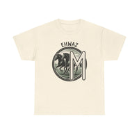 Ehwaz Rune Divine Horses T-Shirt - Heavy Cotton Classic Fit Tee - Unisex White