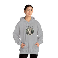 Norse Othala Rune Graphic Hoodie - Medium-Heavy Cotton Blend Pullover - Unisex White