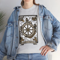 Wheel of Fortune Tarot Graphic T-Shirt - Heavyweight Cotton Classic Fit - Unisex White