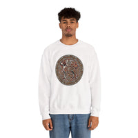 Norse Knotwork Hound Odin's Wolves Sweatshirt - Soft Durable Cotton Blend Crewneck - Unisex White