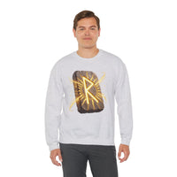 Raido Rune Journey Wheel Sweatshirt - Heavy Blend Classic Crewneck - Unisex White