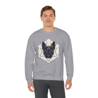 Third Eye Sacred Geometry Spirit Dog Sweatshirt - Heavy Blend Cotton Polyester Crewneck - Unisex White
