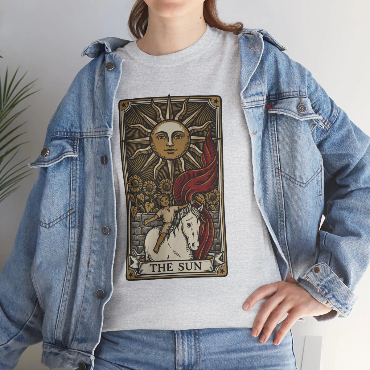 Tarot The Sun Card T-Shirt - Medium Weight 100% Cotton Tee - Unisex White