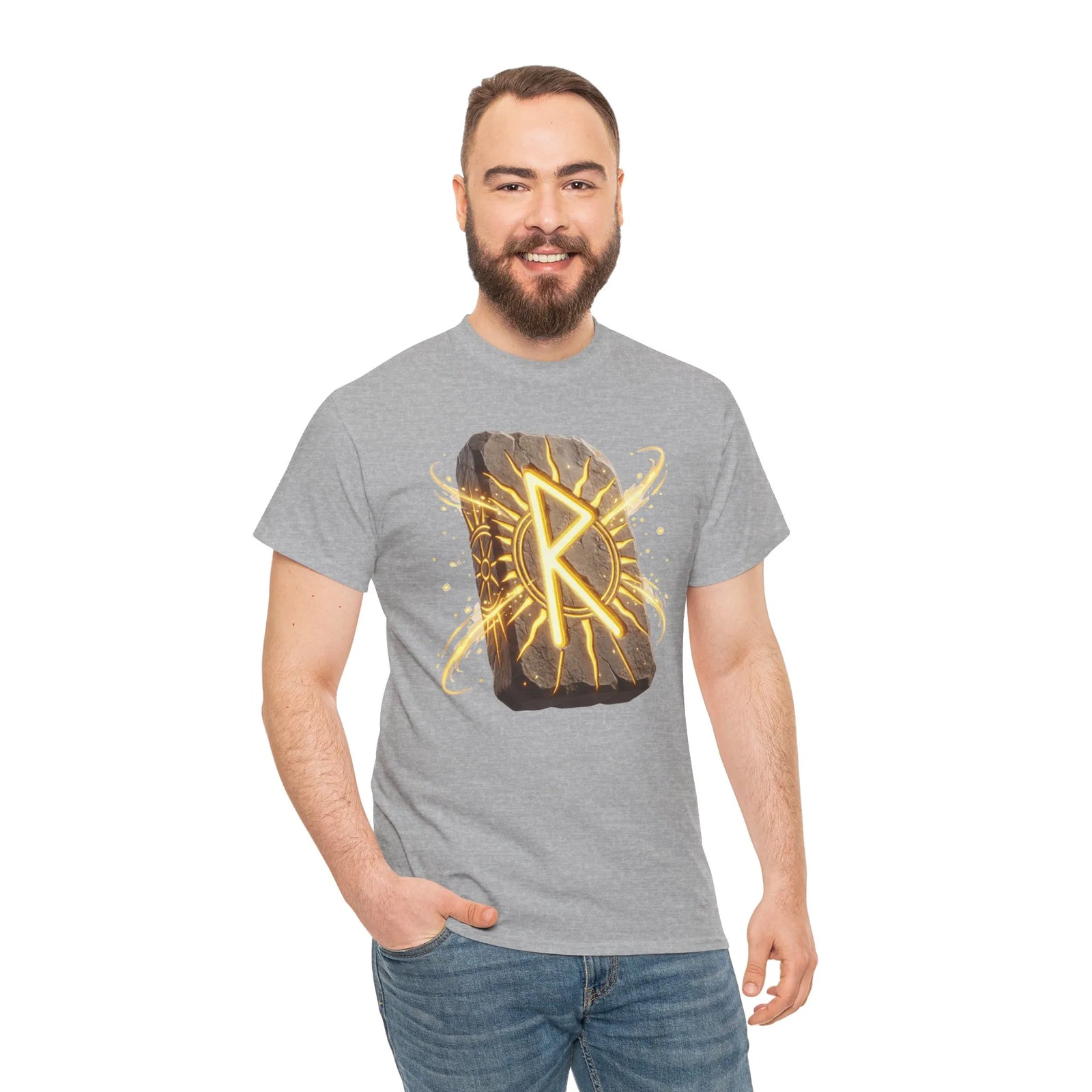 Raido Rune Journey T-Shirt - Heavyweight Cotton Classic Tee - Unisex White