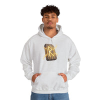 Raido Rune Journey Wheel Hoodie - Soft Cotton Blend Pullover Hooded - Unisex White