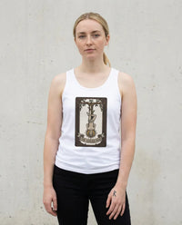 The Hanged Man Tarot Card Tank Top - Lightweight Combed Cotton Jersey - Unisex White