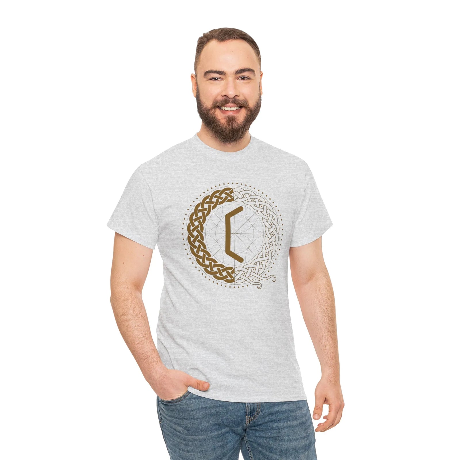 Perthro Rune Lot Cup T-Shirt - Heavy Cotton Classic Fit Tee - Unisex White