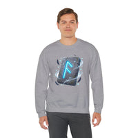 Ansuz Rune Divine Speech Graphic Sweatshirt - Heavy Blend Fleece Crewneck - Unisex White