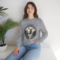 Elhaz Rune Protection Stag Sweatshirt - Medium-Heavy Cotton-Poly Crewneck - Unisex White