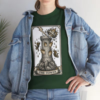The Tower Tarot Card Graphic T-Shirt - Heavy Cotton Classic Fit Tee - Unisex White
