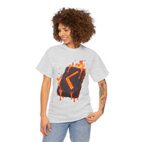 Kenaz Rune Torch Flame T-Shirt - Heavy Cotton Classic Fit Tee - Unisex White