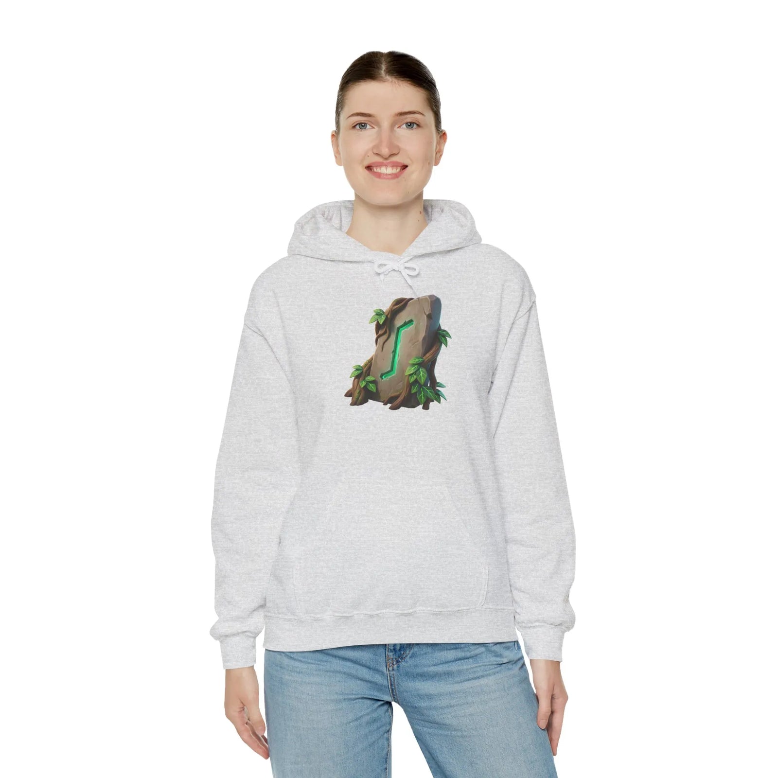Eihwaz Rune Yggdrasil Tree Hoodie - Cozy Fleece Cotton Blend Pullover - Unisex White S-5XL
