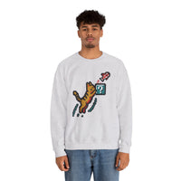 8-Bit Pixel Gaming Cats Sweatshirt - Heavy Blend Fleece Crewneck - Unisex White