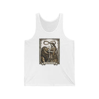 Strength Tarot Card Graphic Tank Top - Soft Ring-Spun Jersey Knit - Unisex White