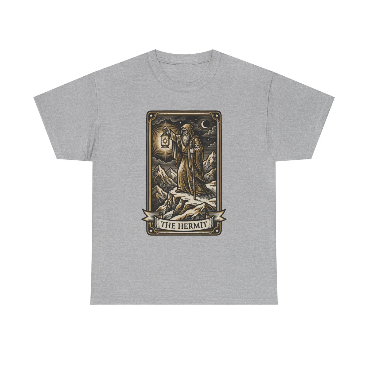 The Hermit Tarot T-Shirt - Medium Weight Cotton Classic Tee - Unisex White