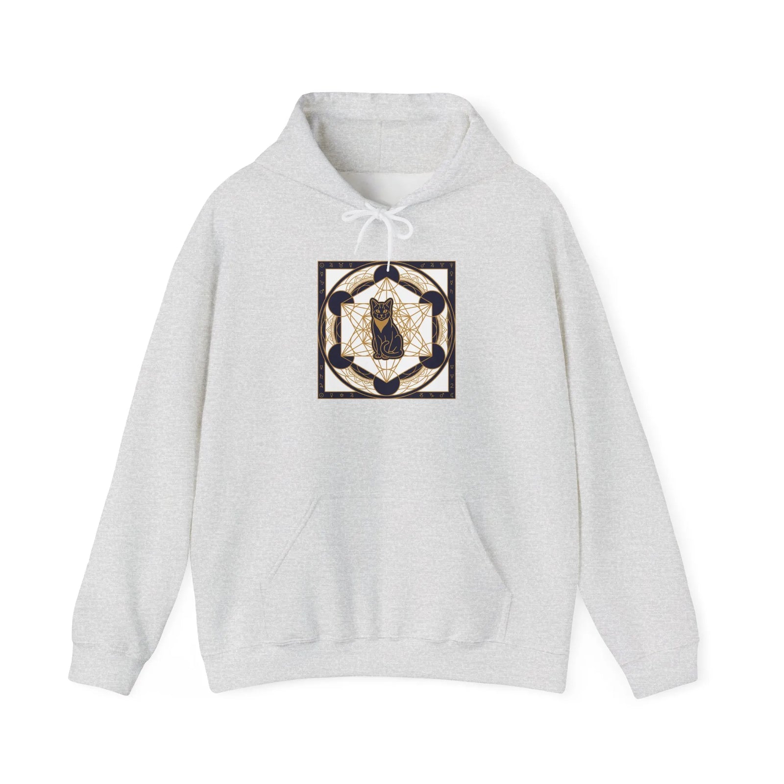 Metatron's Cat Sacred Geometry Hoodie - Heavy Blend Hooded Fleece - Unisex White