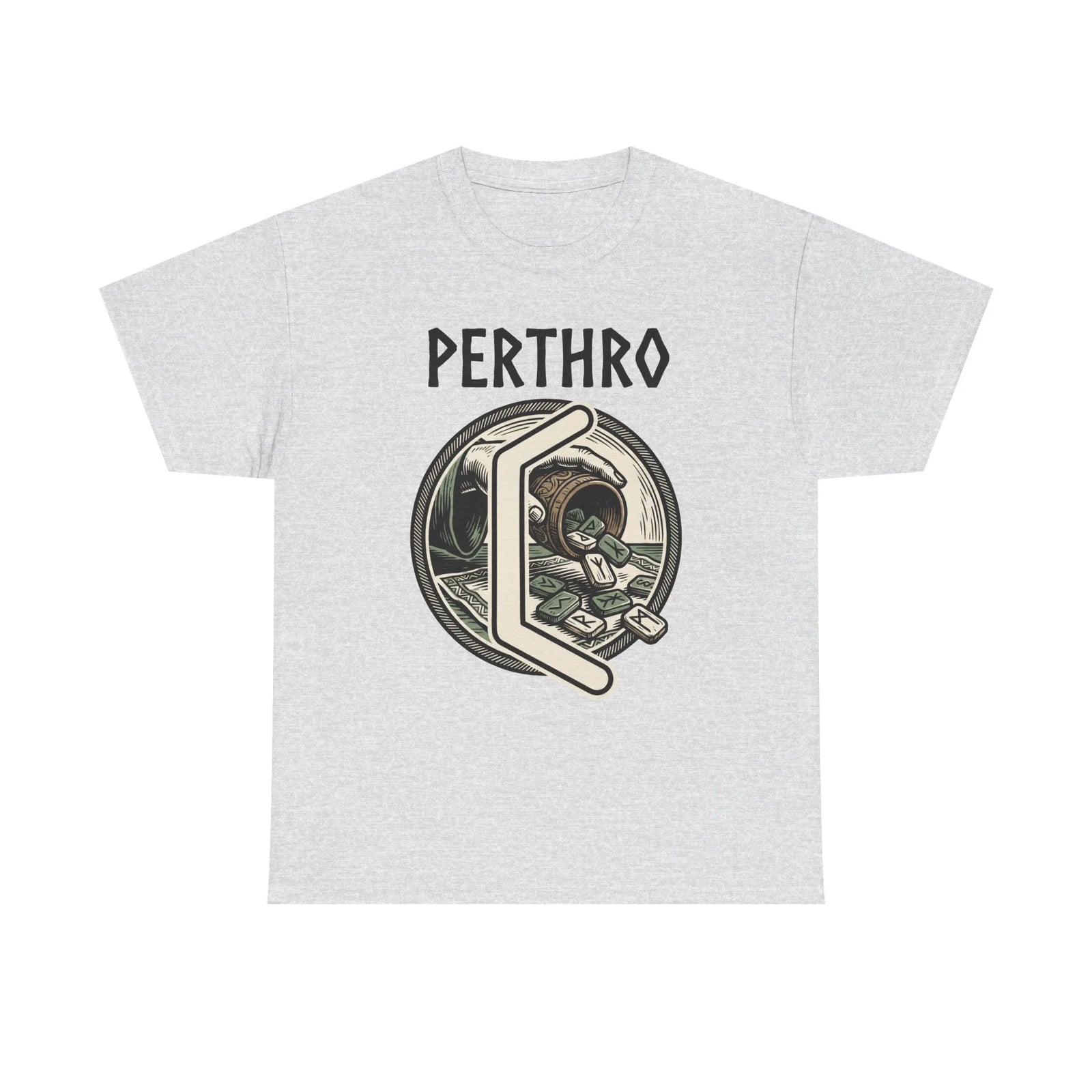 Perthro Norse Rune Graphic T-Shirt - Heavy Cotton Classic Fit Tee - Unisex White