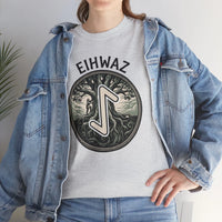 Eihwaz Yew World Tree Rune T-Shirt - Heavyweight 100% Cotton Classic Fit - Unisex White