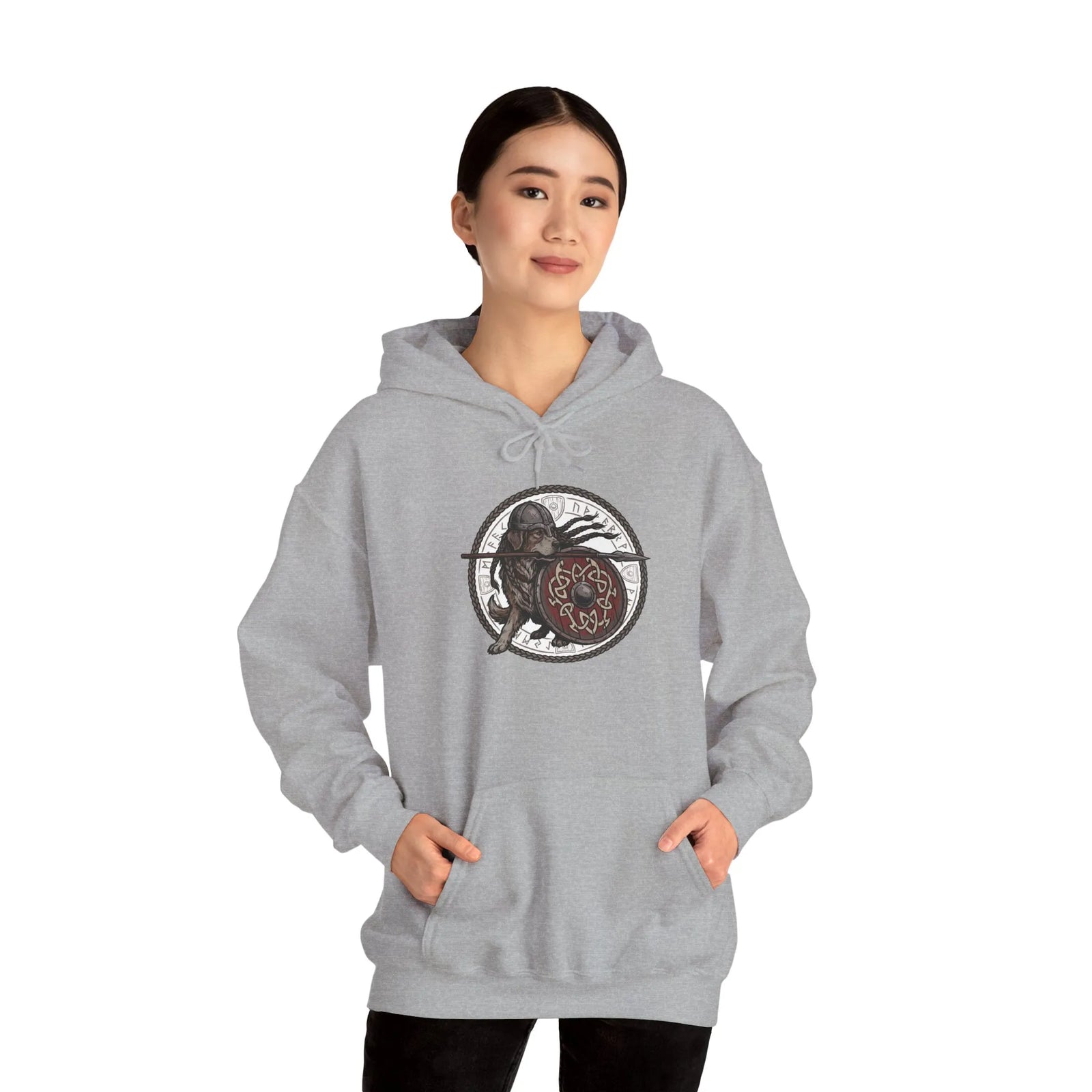 Shieldmaiden Viking Berserker Dog Hoodie - Heavy Blend Cotton Poly Pullover - Unisex White