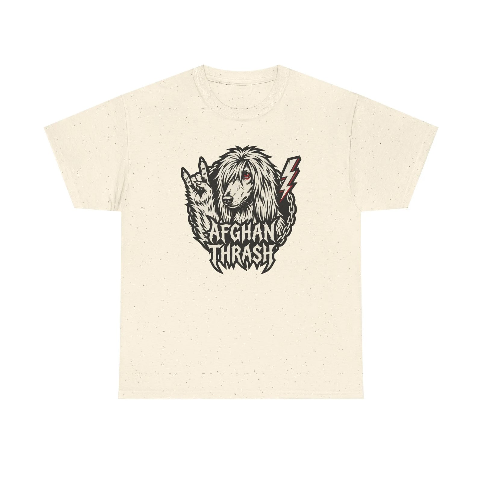 Headbanger Rocker Dogs Graphic T-Shirt - Heavy Cotton Classic Fit Tee - Unisex White