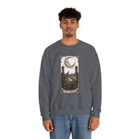 Moon Tarot Card Wolves Graphic Sweatshirt - Heavy Blend Fleece Crewneck - Unisex White