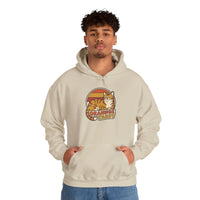 Orange Tabby Retro 70s Sunset Hoodie - Cozy Cotton Blend Pullover - Unisex White