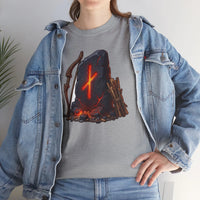 Nauthiz Rune Need-Fire Graphic T-Shirt - Heavyweight 100% Cotton Classic Fit - Unisex White