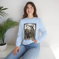 Strength Tarot Card Sweatshirt - Heavy Blend Crewneck Fleece - Unisex White