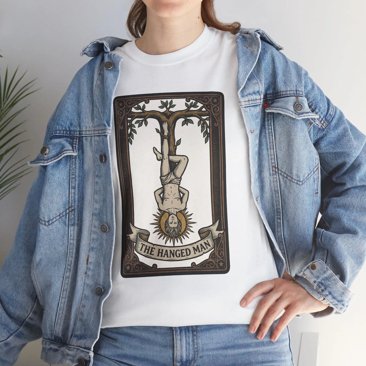 The Hanged Man Tarot Card T-Shirt - Heavy Cotton Classic Fit Tee - Unisex White