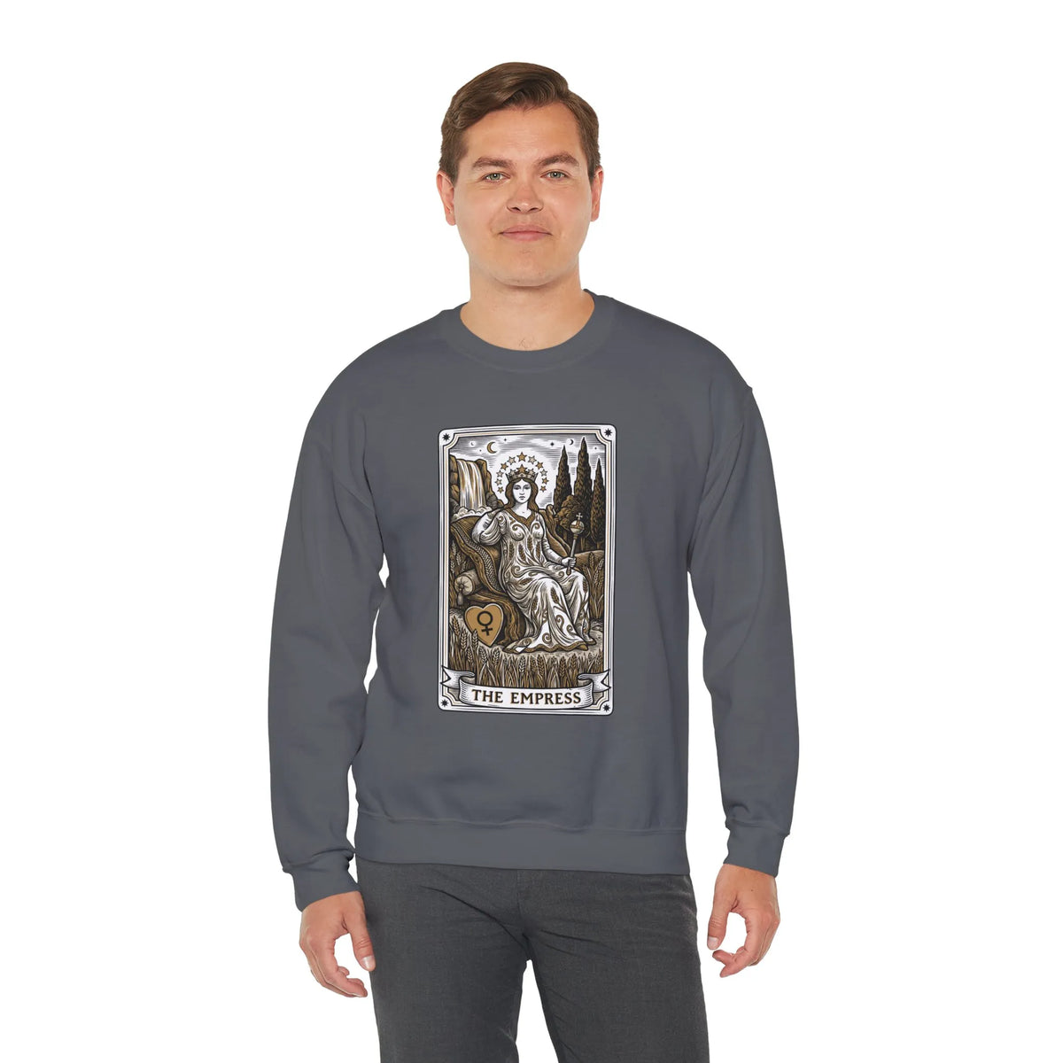 Major Arcana Empress Tarot Card Sweatshirt - Soft Heavy Blend Crewneck - Unisex White