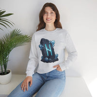 Hagalaz Rune Stone Graphic Sweatshirt - Heavy Blend Fleece Crewneck - Unisex White
