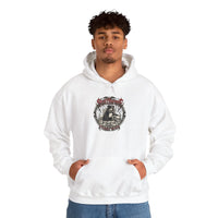 Skull Throne Rocker Dogs Graphic Hoodie - Heavy Blend Fleece Pullover - Unisex White