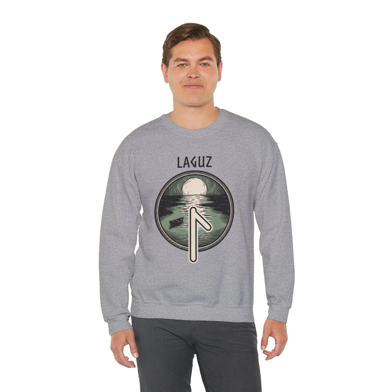 Laguz Rune Water Lifeblood Sweatshirt - Heavy Blend Fleece Crewneck - Unisex White