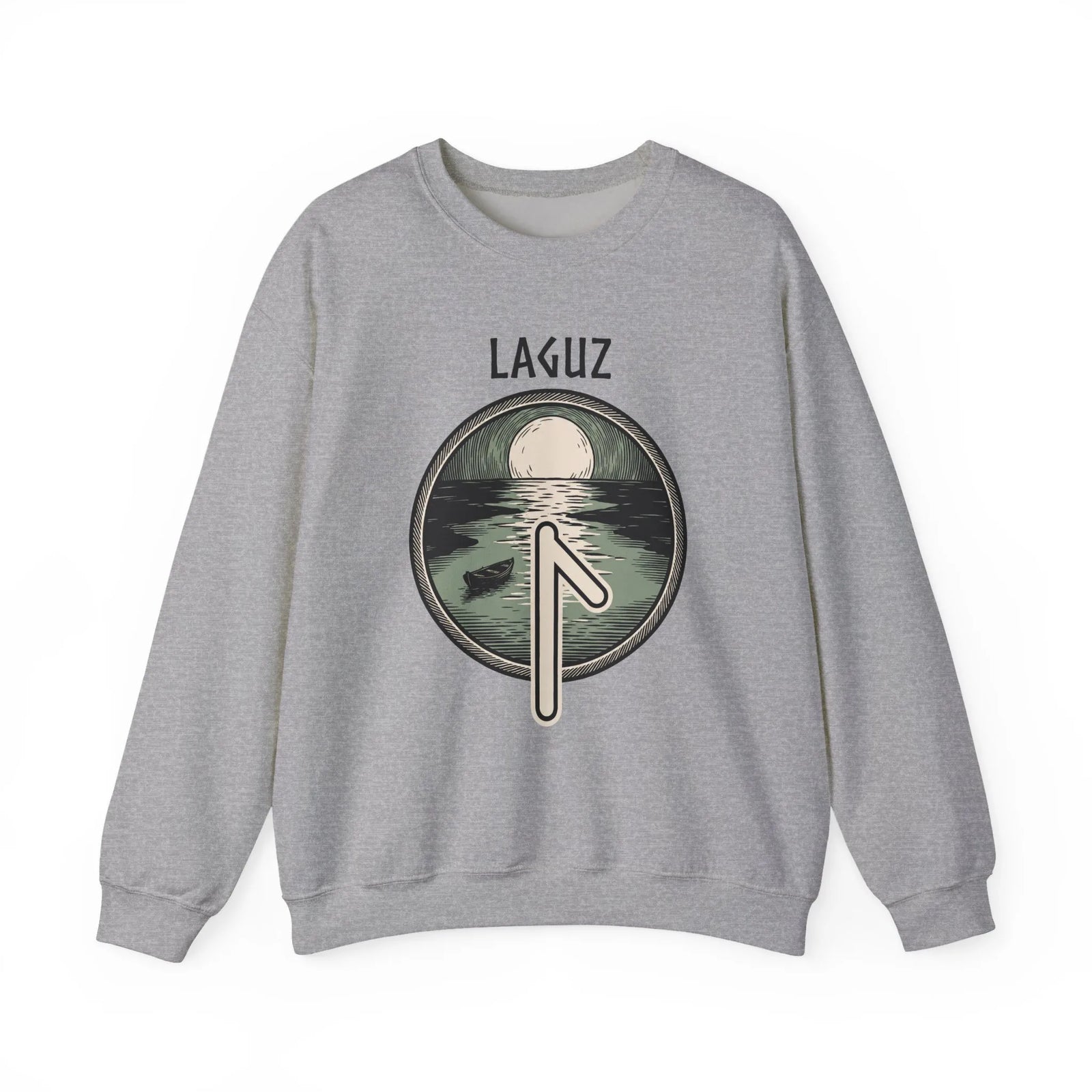 Laguz Rune Water Lifeblood Sweatshirt - Heavy Blend Fleece Crewneck - Unisex White