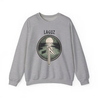 Laguz Rune Water Lifeblood Sweatshirt - Heavy Blend Fleece Crewneck - Unisex White
