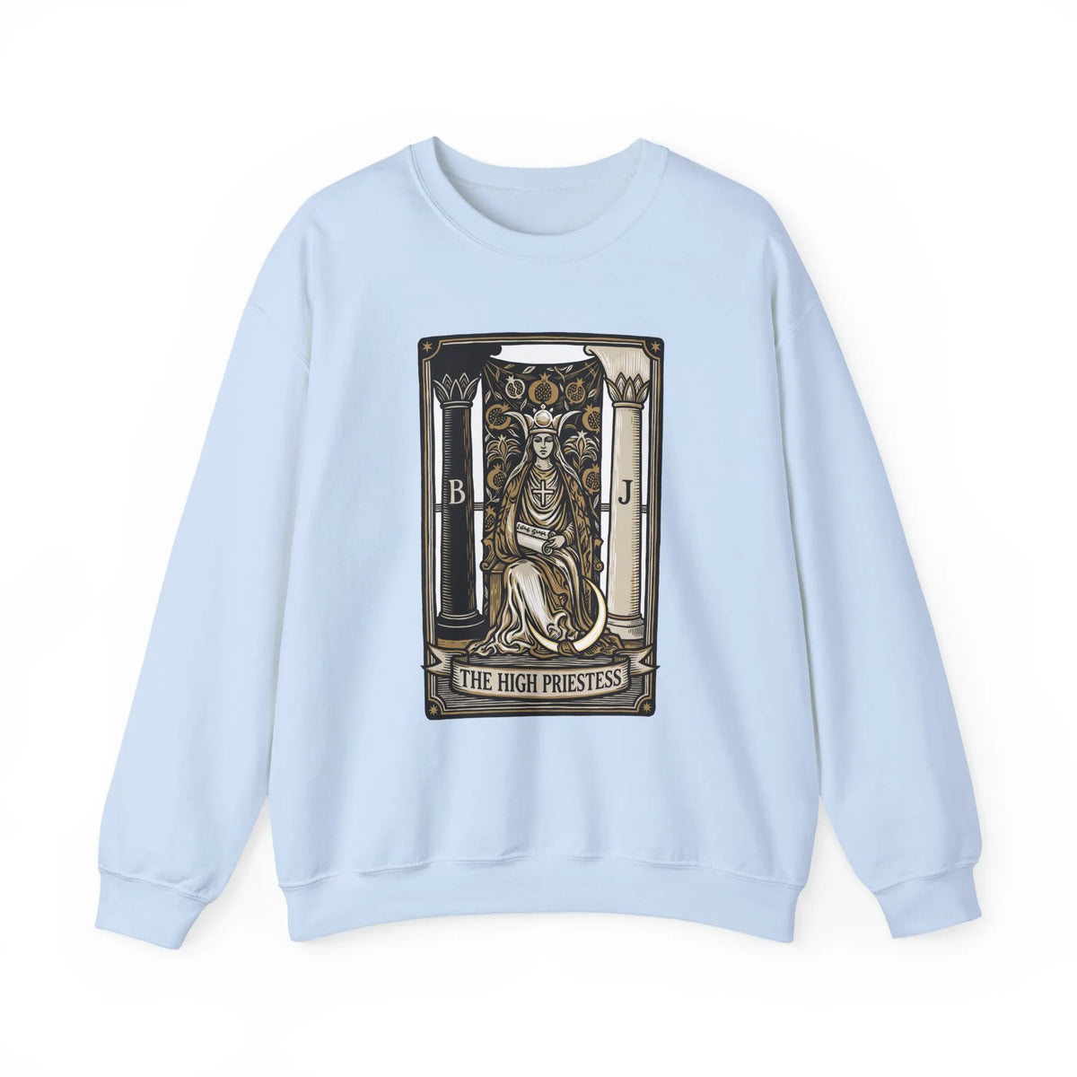 The High Priestess Tarot Card Sweatshirt - Heavy Blend Fleece Crewneck - Unisex White