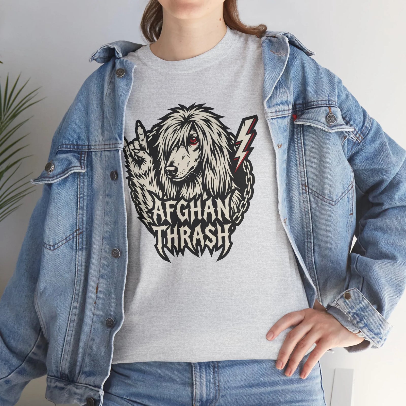 Headbanger Rocker Dogs Graphic T-Shirt - Heavy Cotton Classic Fit Tee - Unisex White