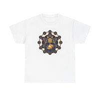 Alchemist Cat Sacred Geometry T-Shirt - Durable Heavy Cotton Tee - Unisex White