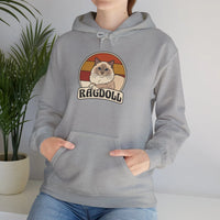 Ragdoll Cat Retro 70s Sunset Hoodie - Soft Blend Fleece Pullover Hoodie - Unisex White