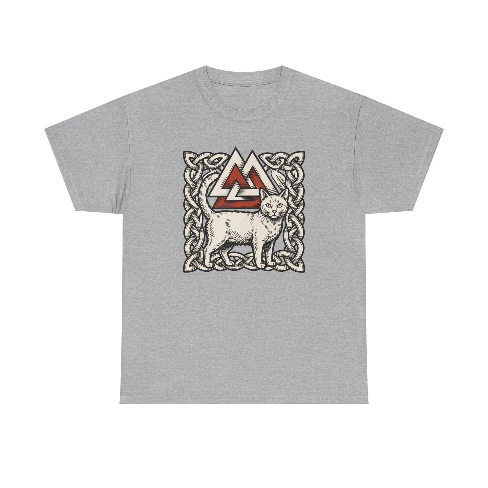 Valknut Cat Freyja's Sacred T-Shirt - Heavy Cotton Classic Fit Tee - Unisex White