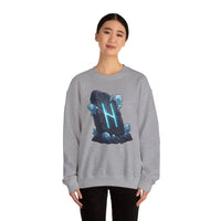 Hagalaz Rune Stone Graphic Sweatshirt - Heavy Blend Fleece Crewneck - Unisex White