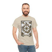 Wheel of Fortune Tarot Graphic T-Shirt - Heavyweight Cotton Classic Fit - Unisex White