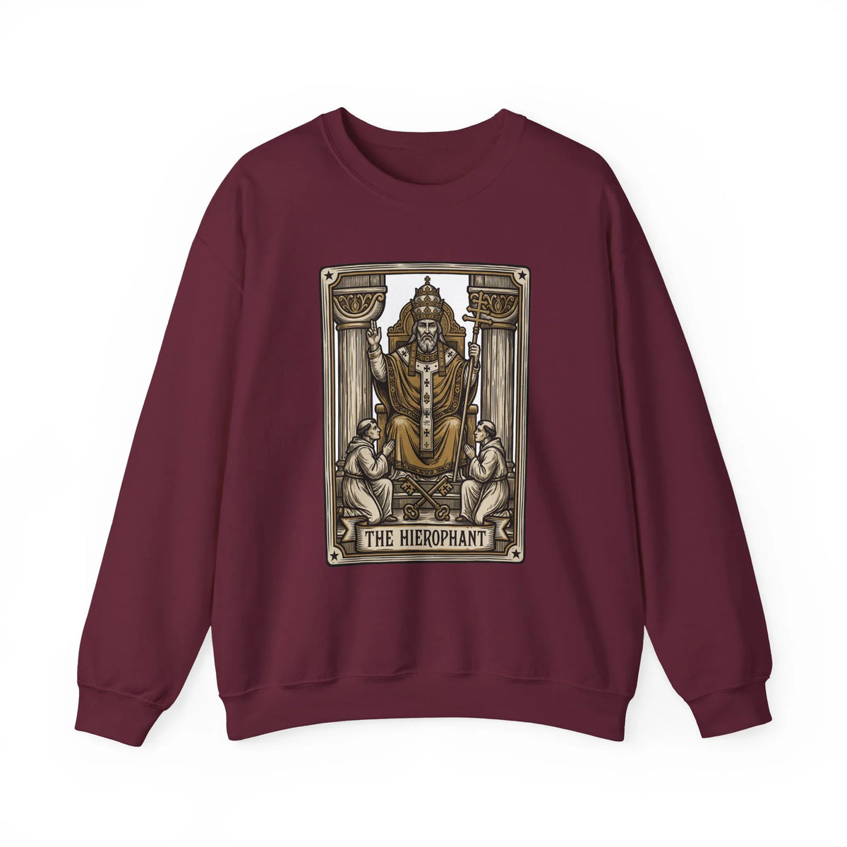 Hierophant Tarot Card Sweatshirt - Heavy Blend Crewneck Fleece - Unisex Ash