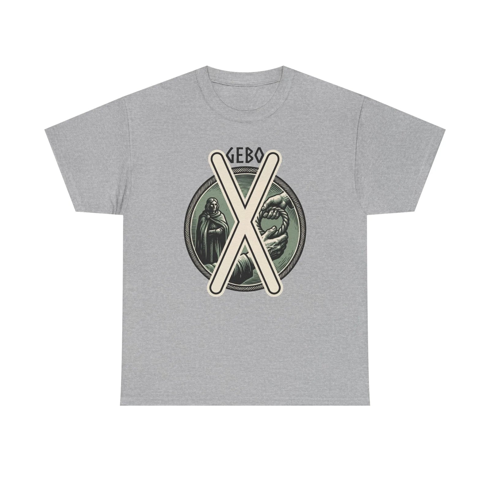 Gebo Rune Nordic Symbol Graphic T-Shirt - Heavy Cotton Classic Fit Tee - Unisex White